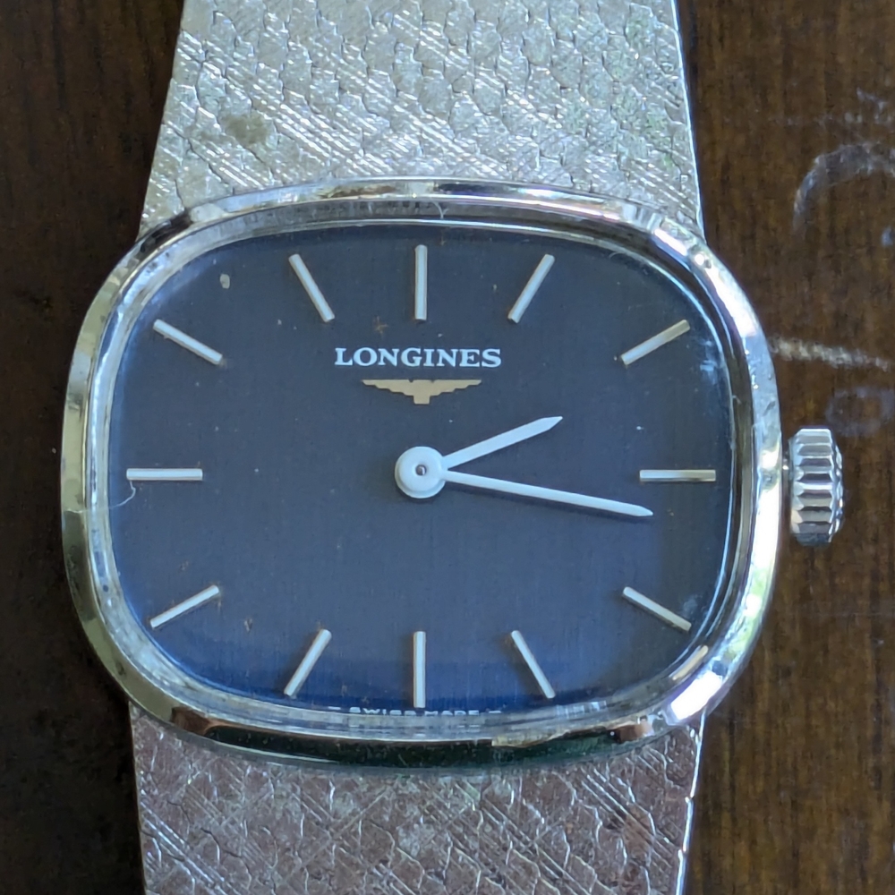 Very Rare Longines Women's Watch Sterling Silver Bracelet And Case Swiss Made.
